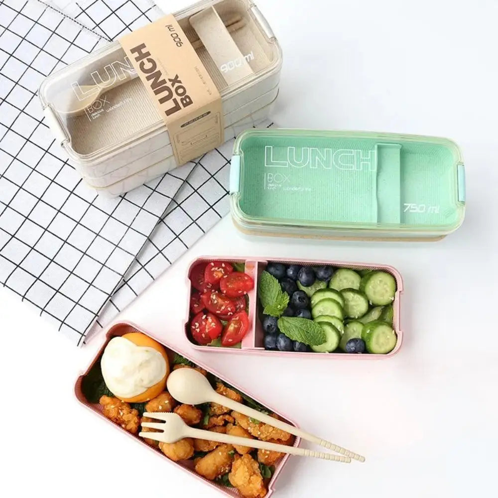 BloomStack Wheat Straw 3 Layer Bento Box