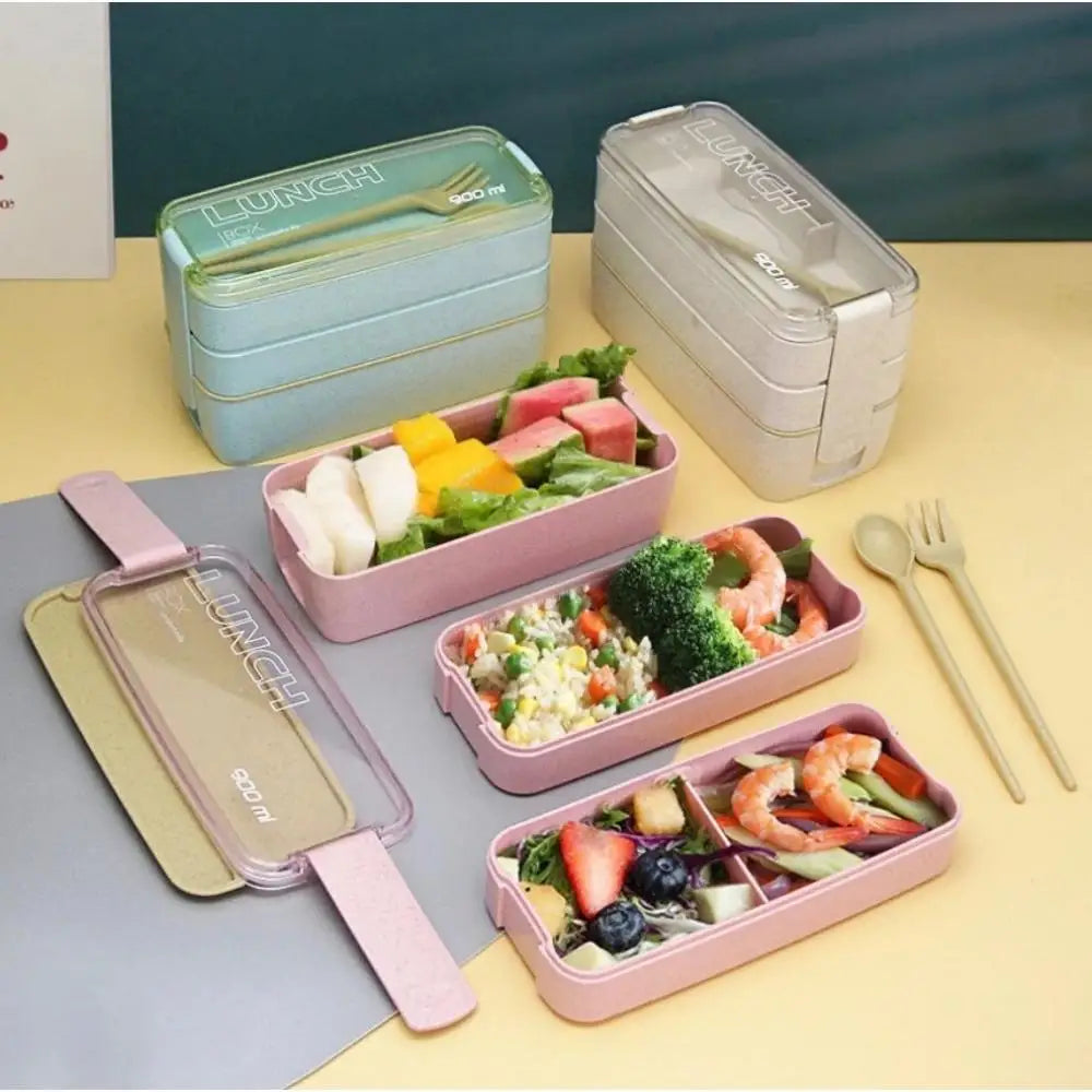 BloomStack Wheat Straw 3 Layer Bento Box