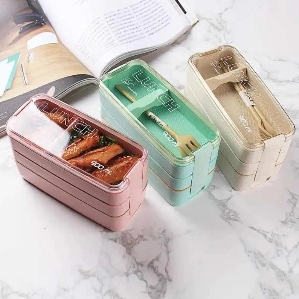 BloomStack Wheat Straw 3 Layer Bento Box