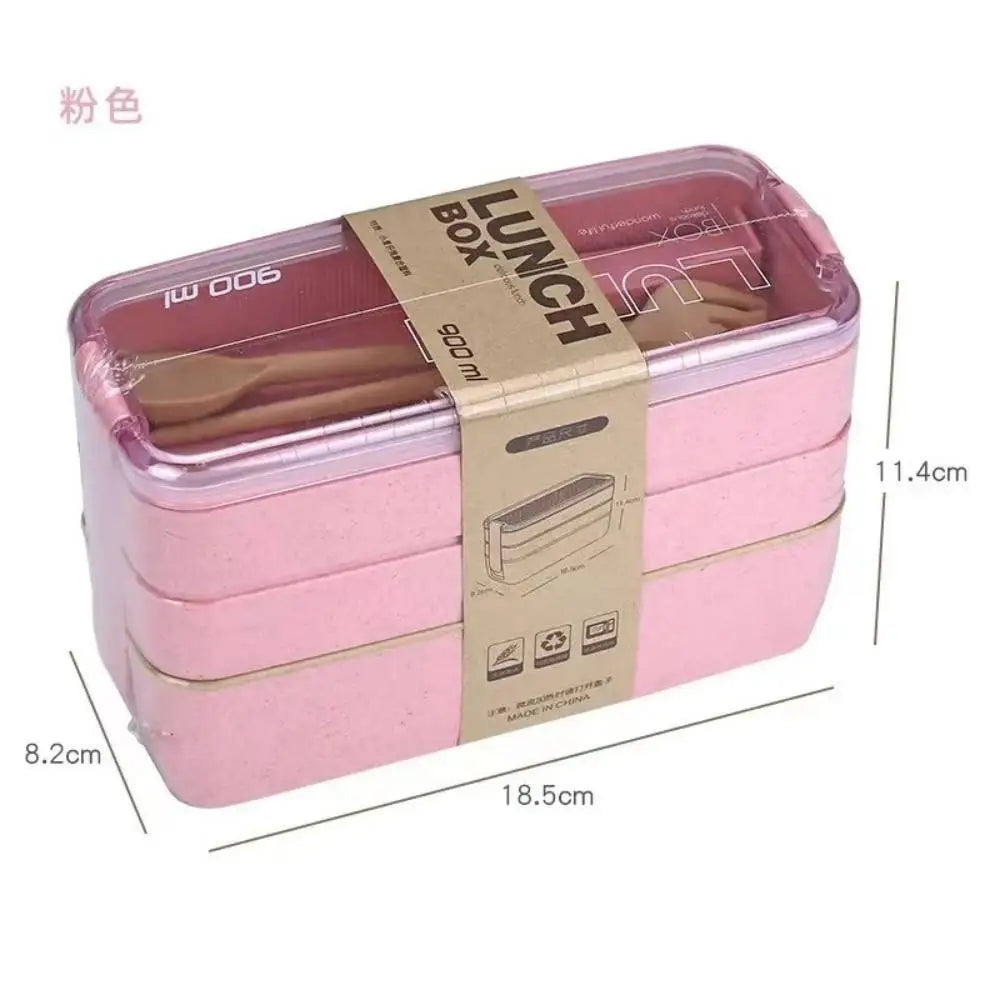 BloomStack Wheat Straw 3 Layer Bento Box