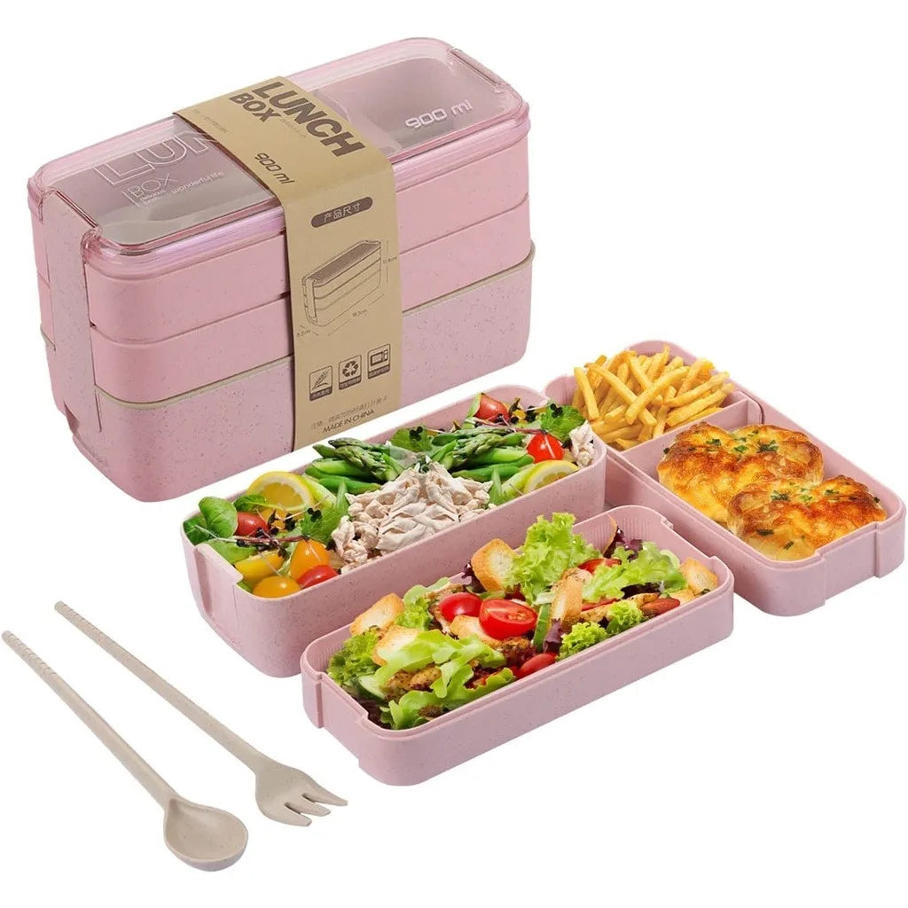 BloomStack Wheat Straw 3 Layer Bento Box